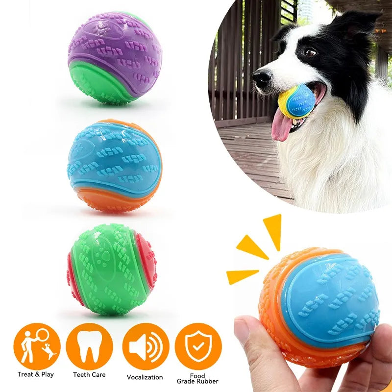 Interactive Squeaky Dog Ball Toy for Teeth Cleaning and Bite Resistance  ourlum.com   