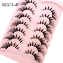 NEW 7Pairs Lashes manga Lashes 3D Clear Band Lashes Natural Look Wispy Mink Eyelashes Fluffy Cat Eye Lashes Pack Fake Eyelashes  ourlum.com 7pairs30  