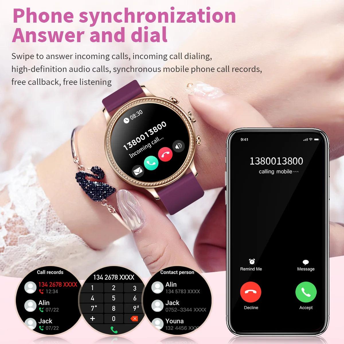Elegant LIGE Women's Bluetooth Smartwatch with Health Monitoring and Sports Features  ourlum.com   