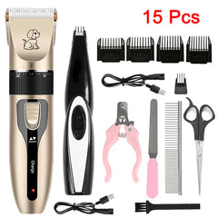 Professional Pet Hair Trimmer Set: Quiet, Rechargeable, Low-Noise Grooming Kit