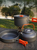 Lightweight Aluminum Camping Cookware Set for 2-3 People