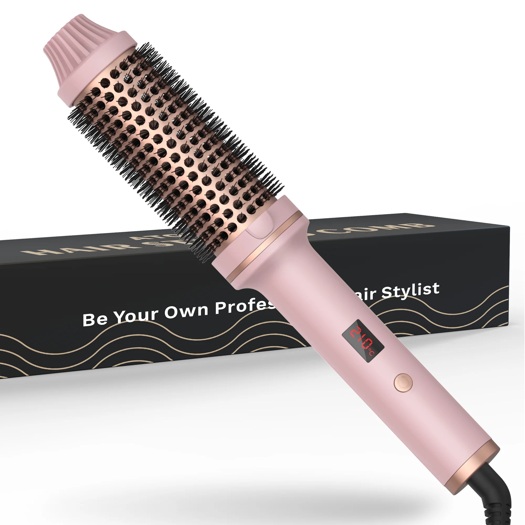 1.5 Inch Hair Curling Iron Brush Ceramic Thermal Brush Heated Round Brush Hair Electric Heating Brush Electric Hair Curler Comb