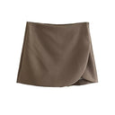 Vintage High Waist Zippered Skort Shorts Elegant Choice