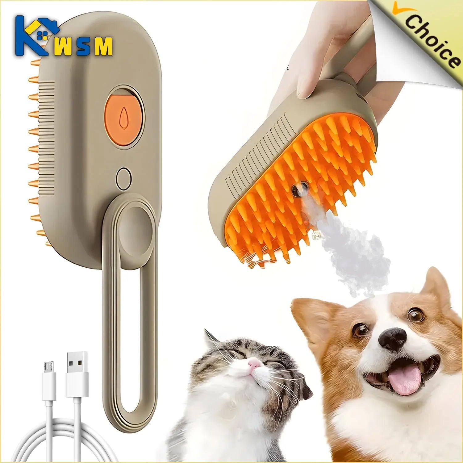 Steamy Pet Grooming Brush: Electric Spray Steamer for Massage & Hair Removal  ourlum.com   