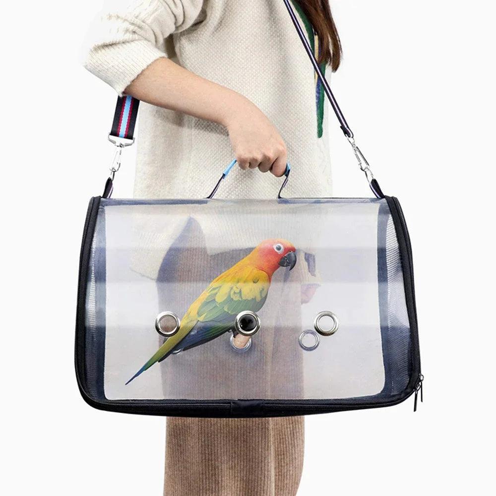 Bird Carrier Backpack Bag with Perch for Small Pets Travel - Transparent Design with Ventilation  ourlum.com   