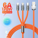 Ultimate 6A 120W Multi-Device Charging Cable with Lightning, Type-C, and Micro USB Connectors - Fast Charge for iPhone, Samsung, Huawei,   ourlum.com   