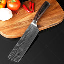 Professional Damascus Kitchen Knife Set with Santoku Cleaver