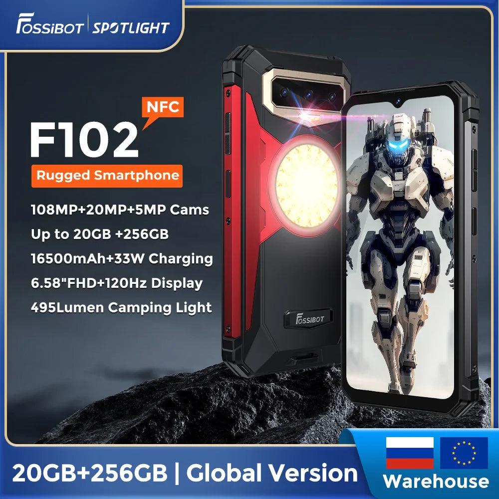 Fossibot F102 Rugged Smartphone - Helio G99, 20GB RAM, 256GB Storage, 16500mAh Battery, IP68 Waterproof, 33W Fast Charge, NFC