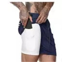 Camo 2-in-1 Quick-Dry Running Shorts for Gym and Fitness Workouts