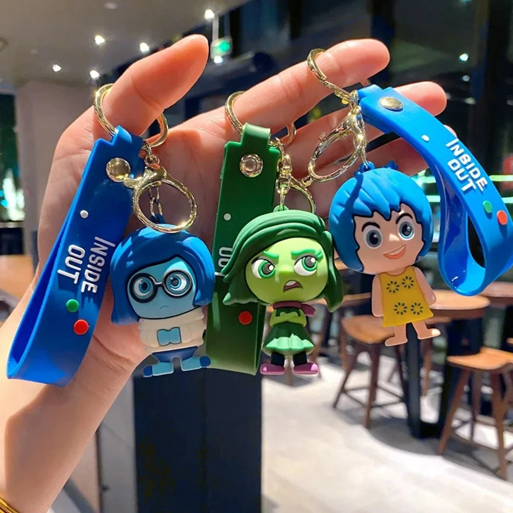 New 3d Anime Figures Keychain Doll Toys Car Bag Pendant Brain Agent Team INSIDE OUT Couple Key Ring Wholesale Kids Gift Jewelry