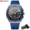 CURREN Men's Colorful Multi-Functional Tonneau Quartz Watch