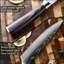 Professional Damascus Kitchen Knife Set with Santoku Cleaver