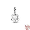 Pet Paw & Bone Charm Sterling Silver Bead for Pandora Jewelry