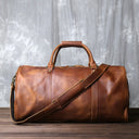 Vintage Leather Cross Style Men's Hand Luggage Duffel Bag