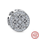 Crown Flowers Heart Silver Bead Charm Elegant Pandora Accessory