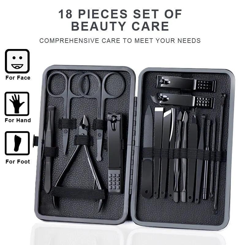 7or 18pcs Manicure Cutters Nail Clipper Set Household Stainless Steel Ear Spoon Pedicure Scissors Tool For Beauty  ourlum.com   