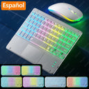 Bluetooth Touchpad Keyboard: RGB Backlit for  Pad SEO: Rainbow Gradient LED Light, 7 Colors, 2 Light Modes, Long Battery Life  ourlum.com EN Spanish White United State 