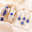 6PCS Women's Luxury Quartz Watch Set: Glamorous Rhinestone Design  ourlum.com Blue  