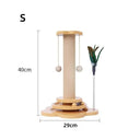 Wooden Cat Turntable Toy with Sisal Scratching Board and Grab Column  ourlum.com S  