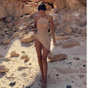 Knitted Beach Cover-Up: Sexy Maxi Bodycon Slit Dress