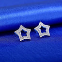 Starlight Elegance Silver Star Stud Earrings Dazzling Zircon Design