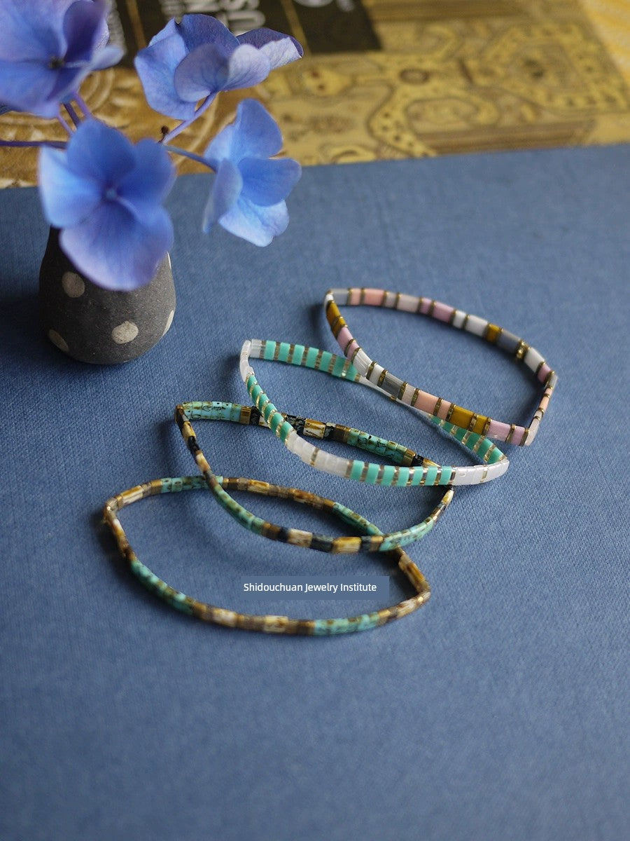 Add Several Miyuki Miyuki Tila Imitating Stone Colorful Handmade Beaded Bracelet Ethnic Style Twin Combination Carrying Strap