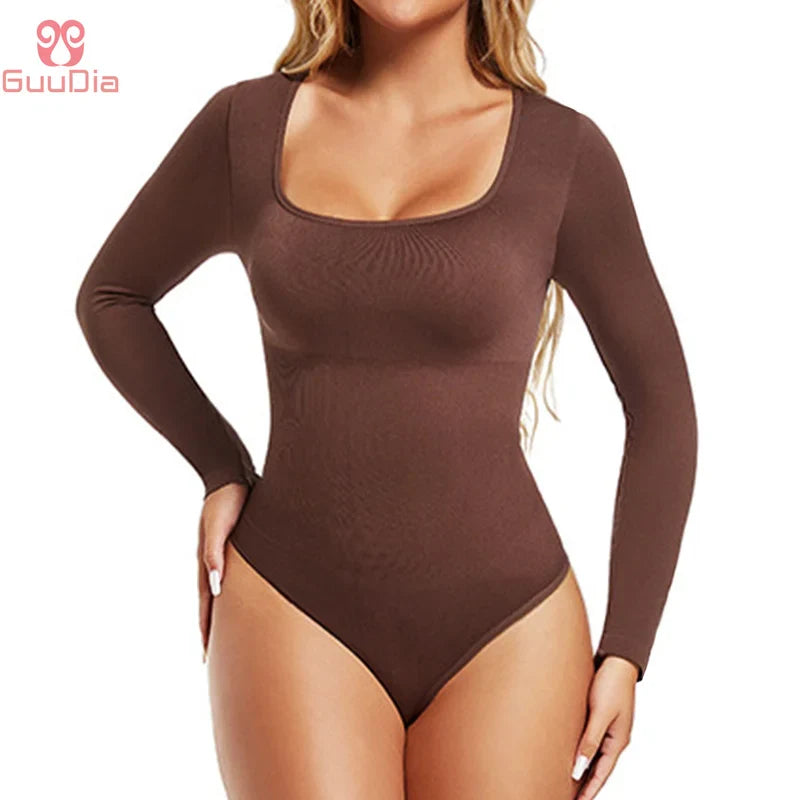 Seamless Tummy Control Bodysuit with Open Crotch & Waist Shaper for Women