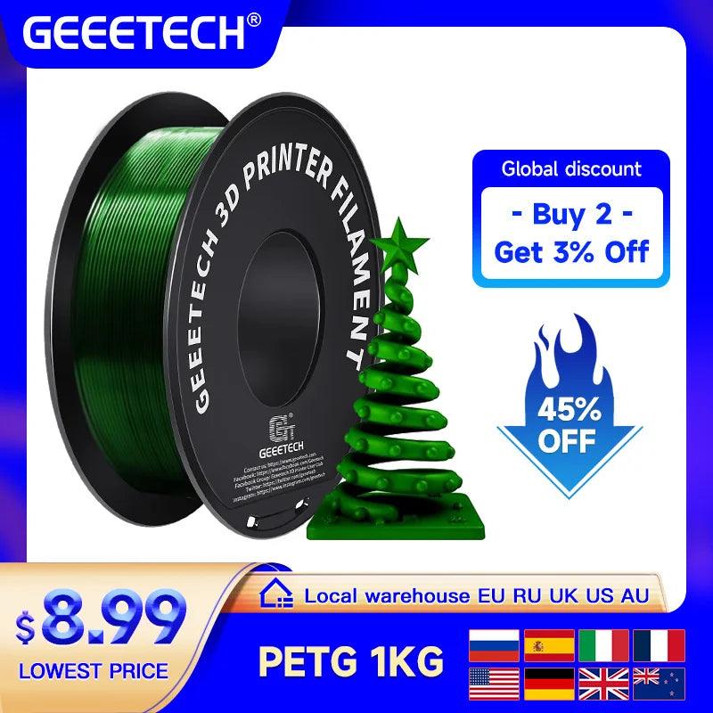 GEEETECH 1kg 1.75mm PETG 3D Printer Filament Vacuum Packaging Overseas Warehouses Fast Ship