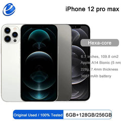 Apple iPhone 12 Pro Max 5G - 6.7" OLED, A14 Chip, Triple Camera, Face ID, 128/256/512GB Storage Options