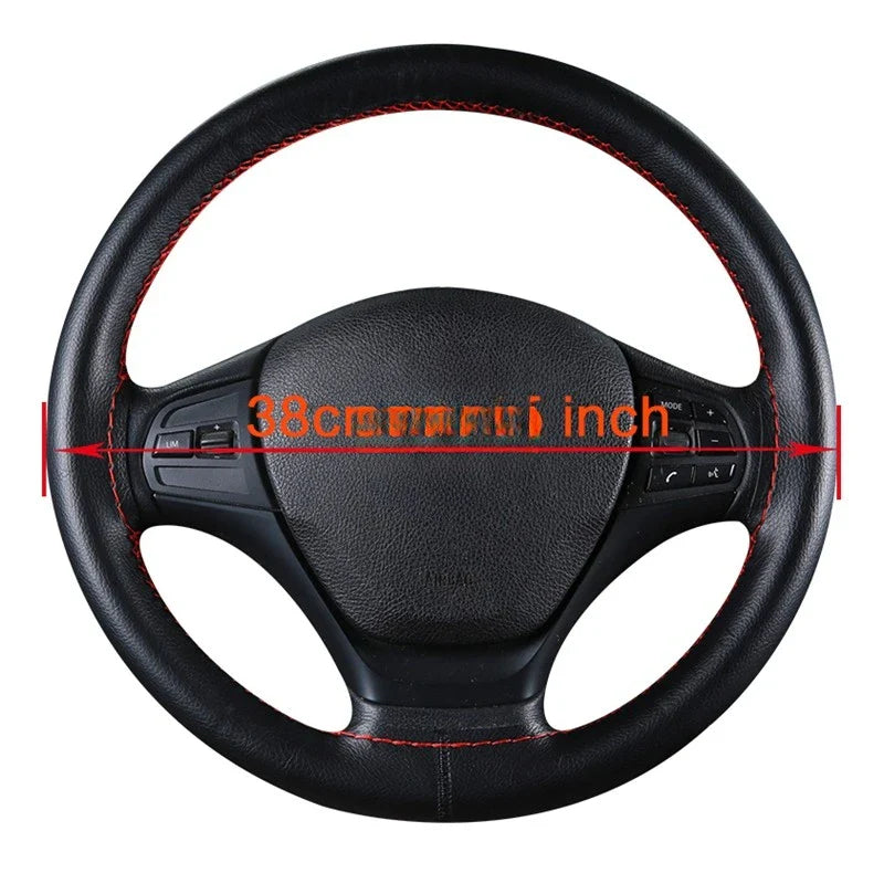 Soft Fiber Leather Steering Wheel Cover Set: Easy Install, Universal Fit, Comfortable Grip, Enhanced Performance  ourlum.com   