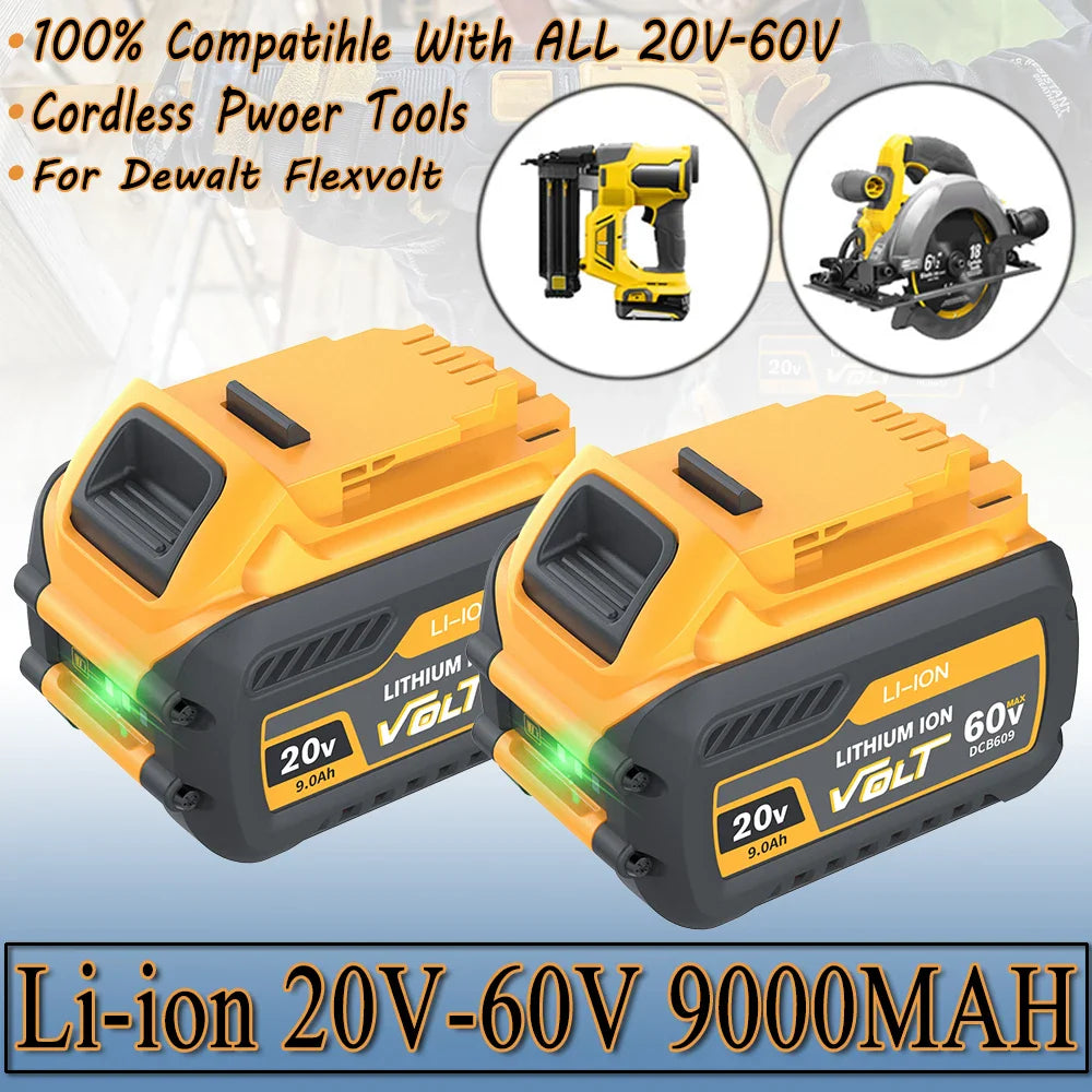 9000mAh 60V Lithium Battery for Dewalt 20V MAX Power Tools - High Capacity & Versatile