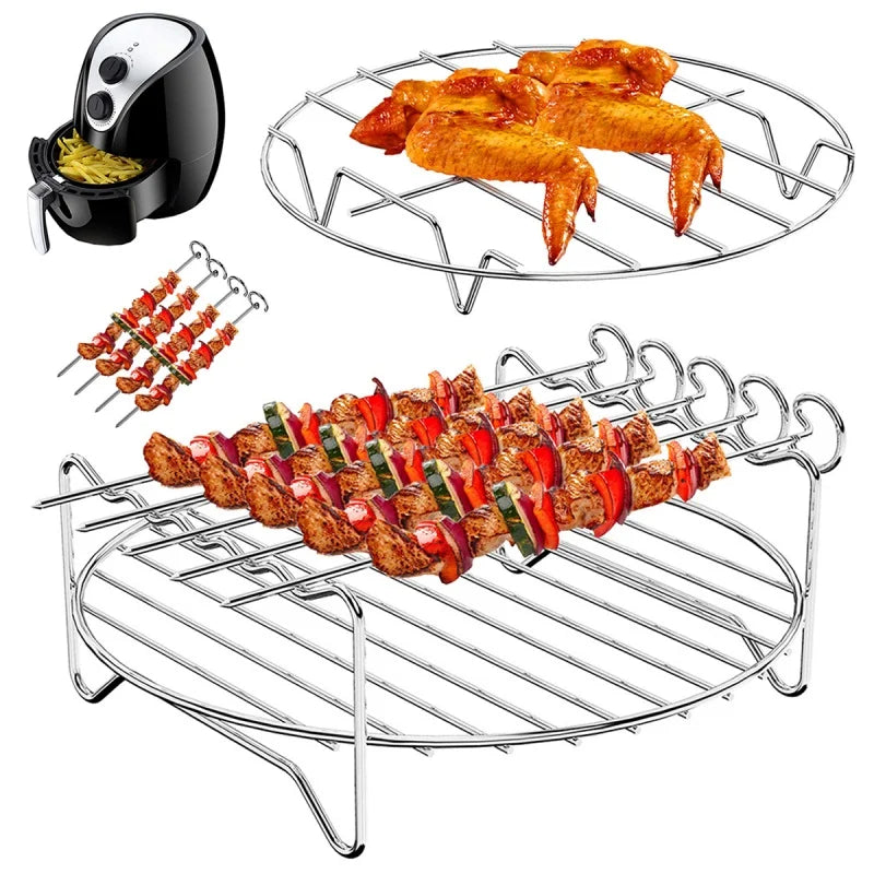 Stainless Steel Air Fryer Rack - Multipurpose Bread & Grilling Holder for BBQ and Steaming