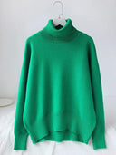 Winter Essential Thick Knit Turtleneck Sweater for Women  ourlum.com green S 