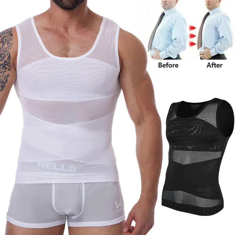 Men's Slimming Compression Undershirt - Body Shaper Sleeveless Vest 3XL