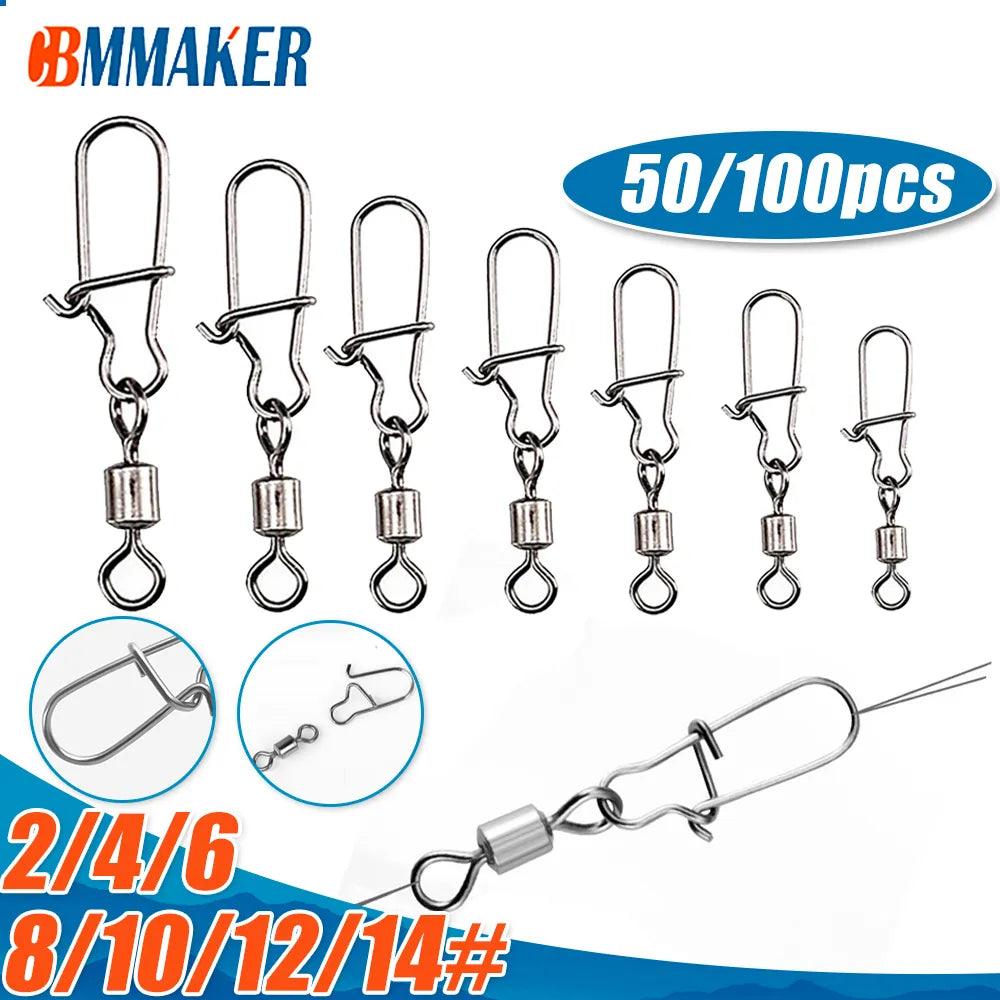Stainless Steel Fishing Connector Set - Versatile Snap Bearing Hooks for Sea Fishing  ourlum.com   