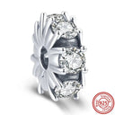 Crown Flowers Heart Silver Bead Charm Elegant Pandora Accessory