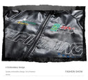 Mens Leather Jacket Pu Letter Embroidery Motorcycle Jacket