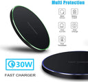 30W Wireless Charger Pad Stand for iPhone 15 14 13 12 11X8 Samsung Xiaomi Phone Chargers Induction Fast Charging Dock Station