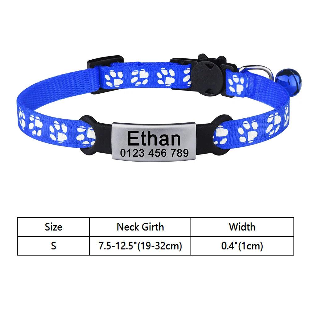 Adjustable Personalized Nylon Cat Collar with Bell and Safety Tag  ourlum.com   