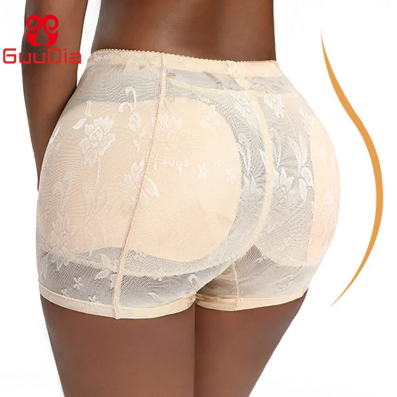 GUUDIA Lace Butt Lifter Shapewear - Seamless Tummy Control Padded Panties for Women