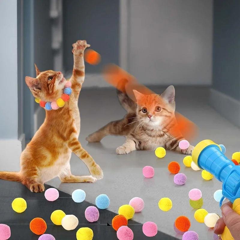 Interactive Cat Launch Toy for Creative Kitten Games & Stretch Plush Ball  ourlum.com   