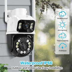 Advanced Dual Lens Outdoor Security Camera: Crisp Images, Dual Screens