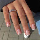 French False Nails Chic Nude White Short Square Tips Glue