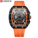 CURREN Chronograph Square Dial Men's Wristwatch: Luxury Waterproof Timepiece  ourlum.com orange CHINA 