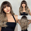 Blonde Long Wavy Synthetic Hair Wig with Bangs - Premium Quality Afro Female Cosplay Wig  ourlum.com LC226-4  