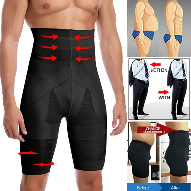 Men's High Waist Slimming Body Shaper Shorts - Tummy Control and Thigh Compression Garment  Our Lum   