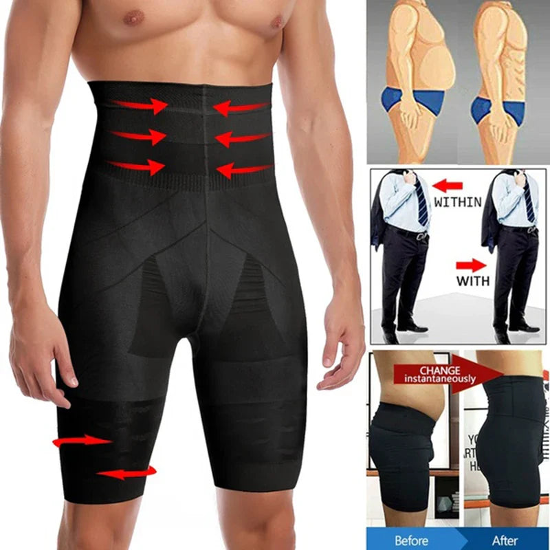 Men's High Waist Slimming Body Shaper Compression Shorts for Tummy Control