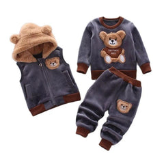 Cozy Fleece Hooded Set: Stylish Winter Outerwear for Trendy Toddlers