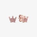 925 Sterling Silver Crystal Stud Earrings Set with Rose Gold Crown Heart Infinity Bee Design  ourlum.com 21  