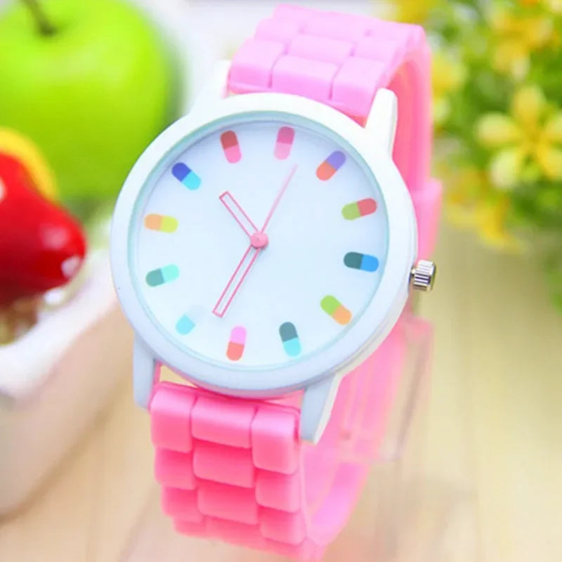 Fashionable Women's White and Green Silicone Jelly Watch - Elegant Timepiece for Stylish Ladies  OurLum.com Pink  